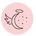 HD logo: black crescent moon with wings and halo on a pink circle