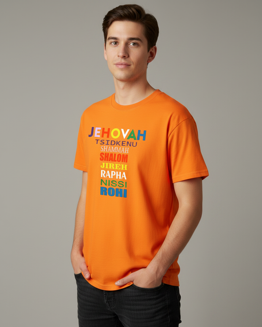 Orange Names of God T-shirts